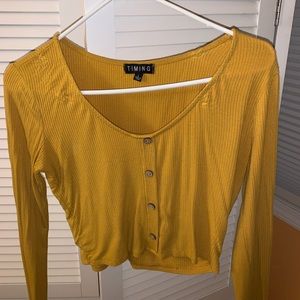 Yellow long sleeve crop top